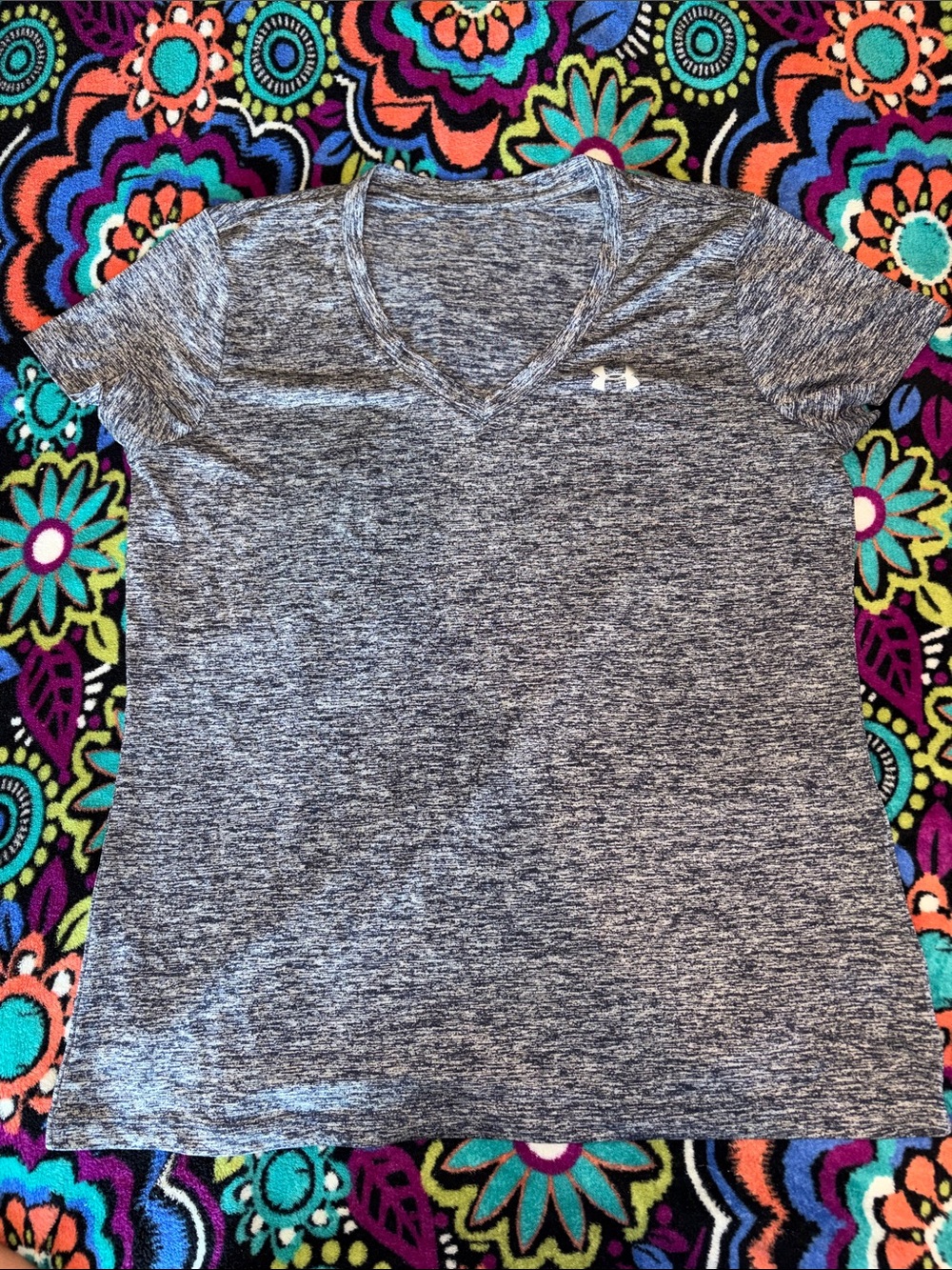 Under Armour Women's Gray Heather V-Neck Performance Tee - Short Sleeve